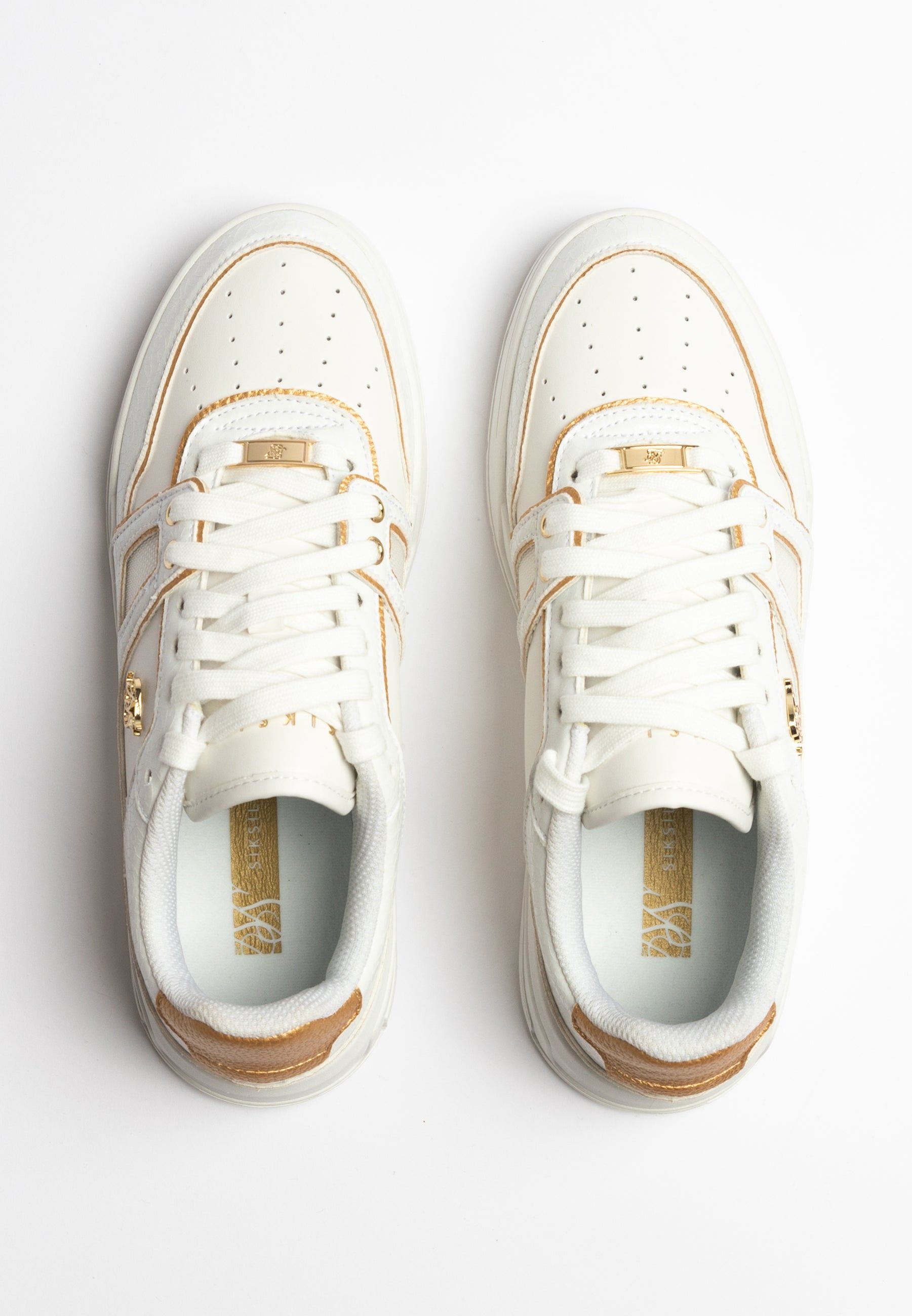 White And Gold Trimmed Low Top Court Trainer sold by Siksilk product image thumbnail 8