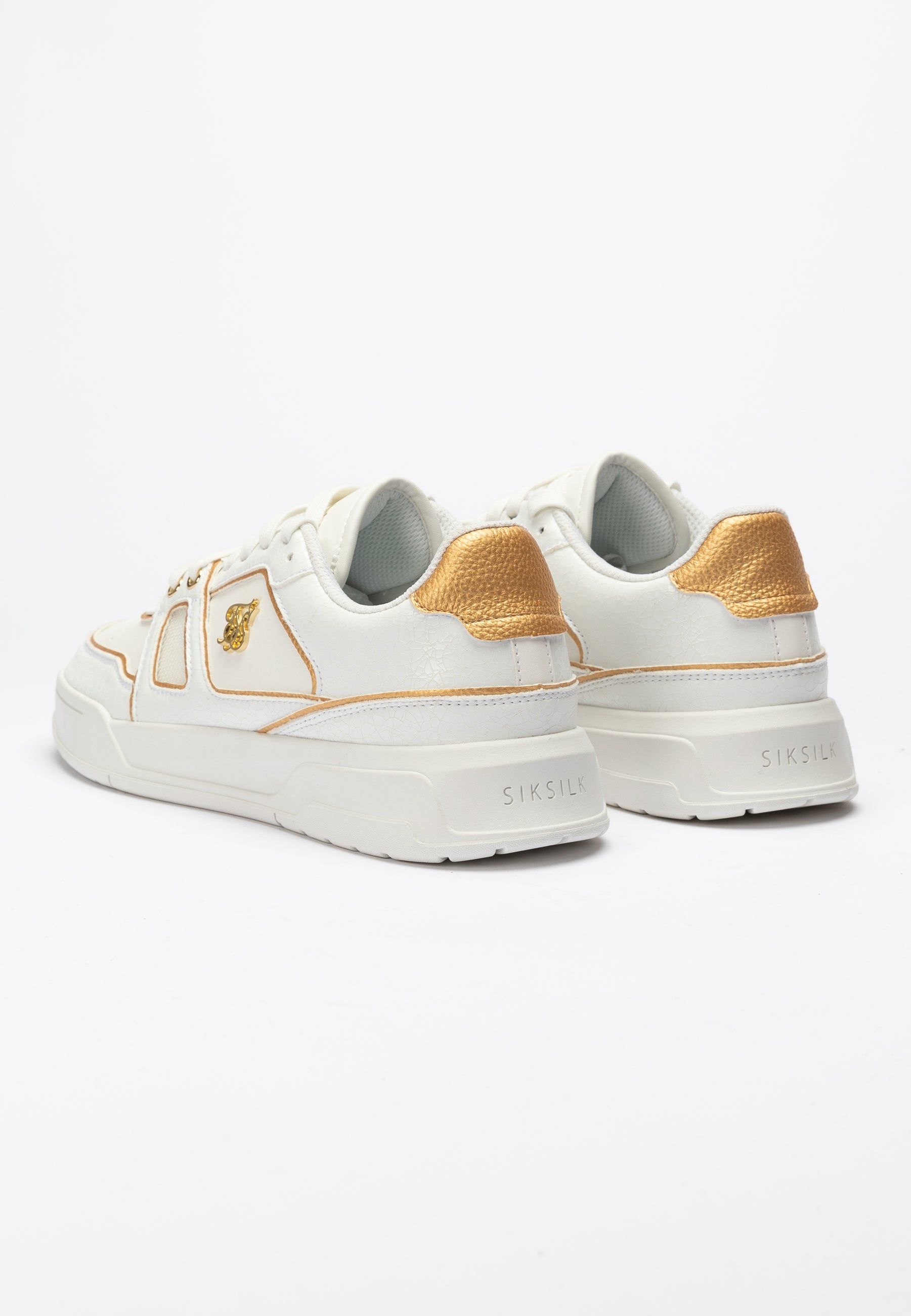 White And Gold Trimmed Low Top Court Trainer sold by Siksilk product image thumbnail 5