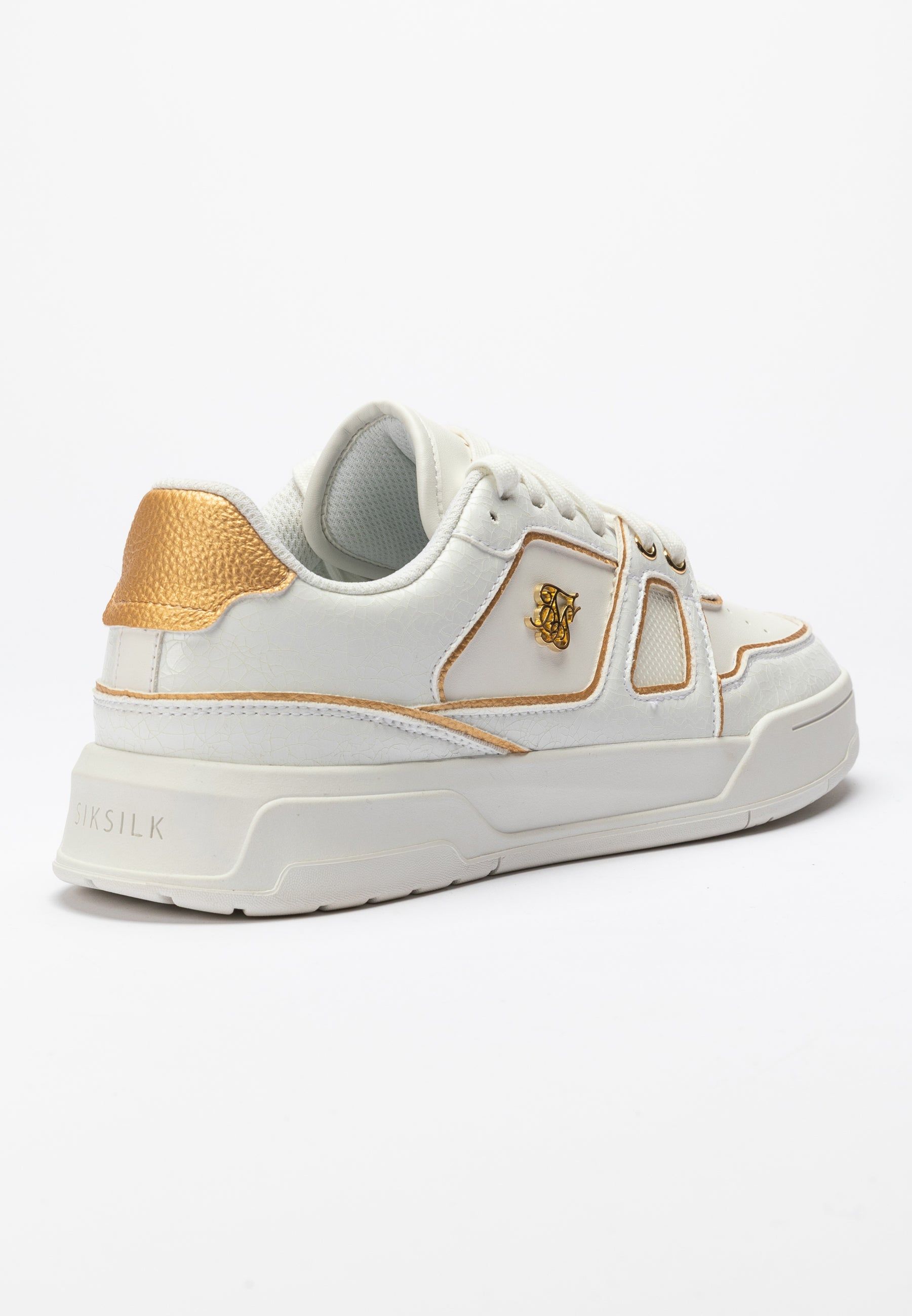 White And Gold Trimmed Low Top Court Trainer sold by Siksilk product image thumbnail 2