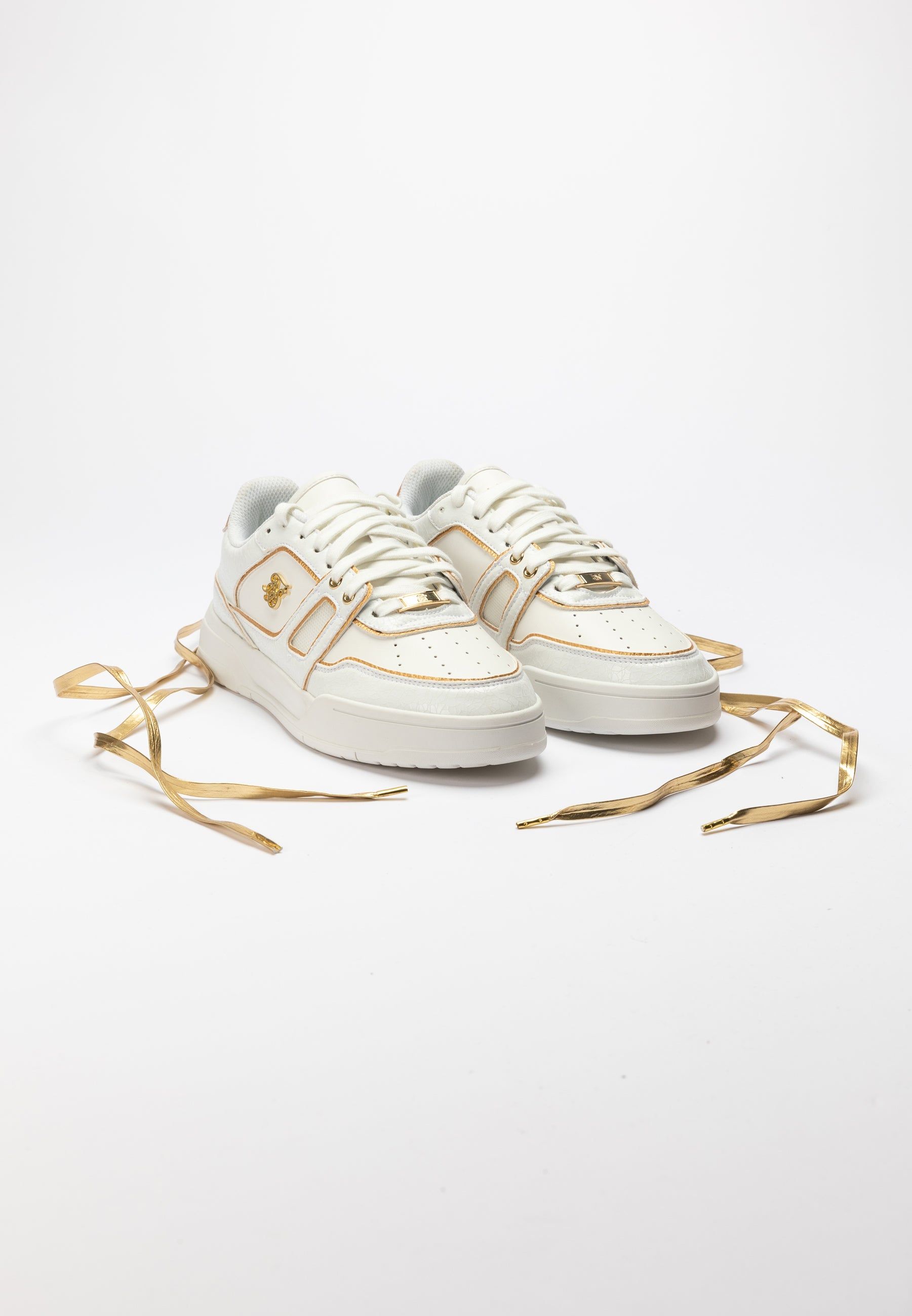 White And Gold Trimmed Low Top Court Trainer sold by Siksilk product image thumbnail 6