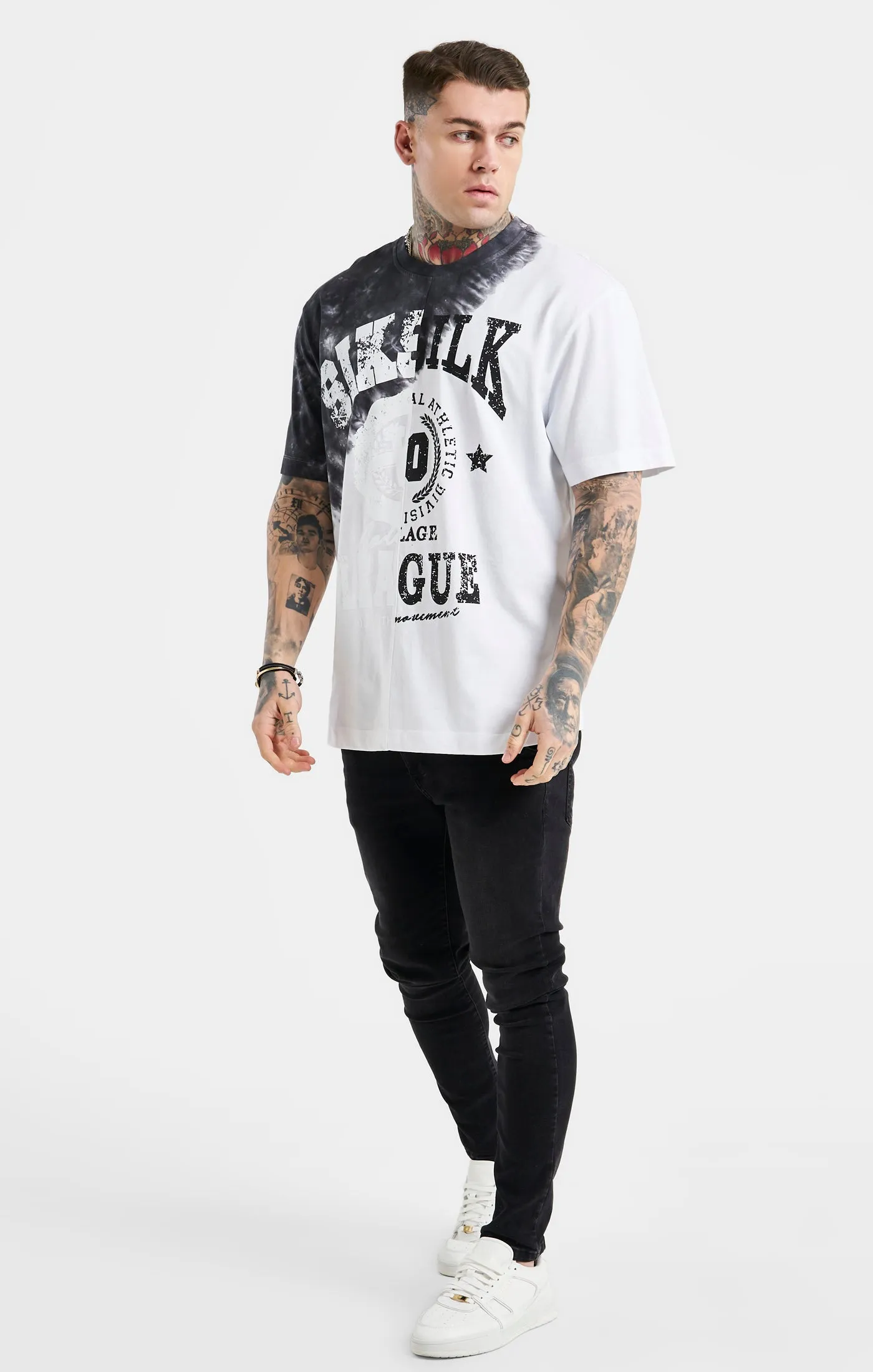 SikSilk Oversized Cut & Sew Varsity T-Shirt - Ecru & Black sold by Siksilk product image thumbnail 4