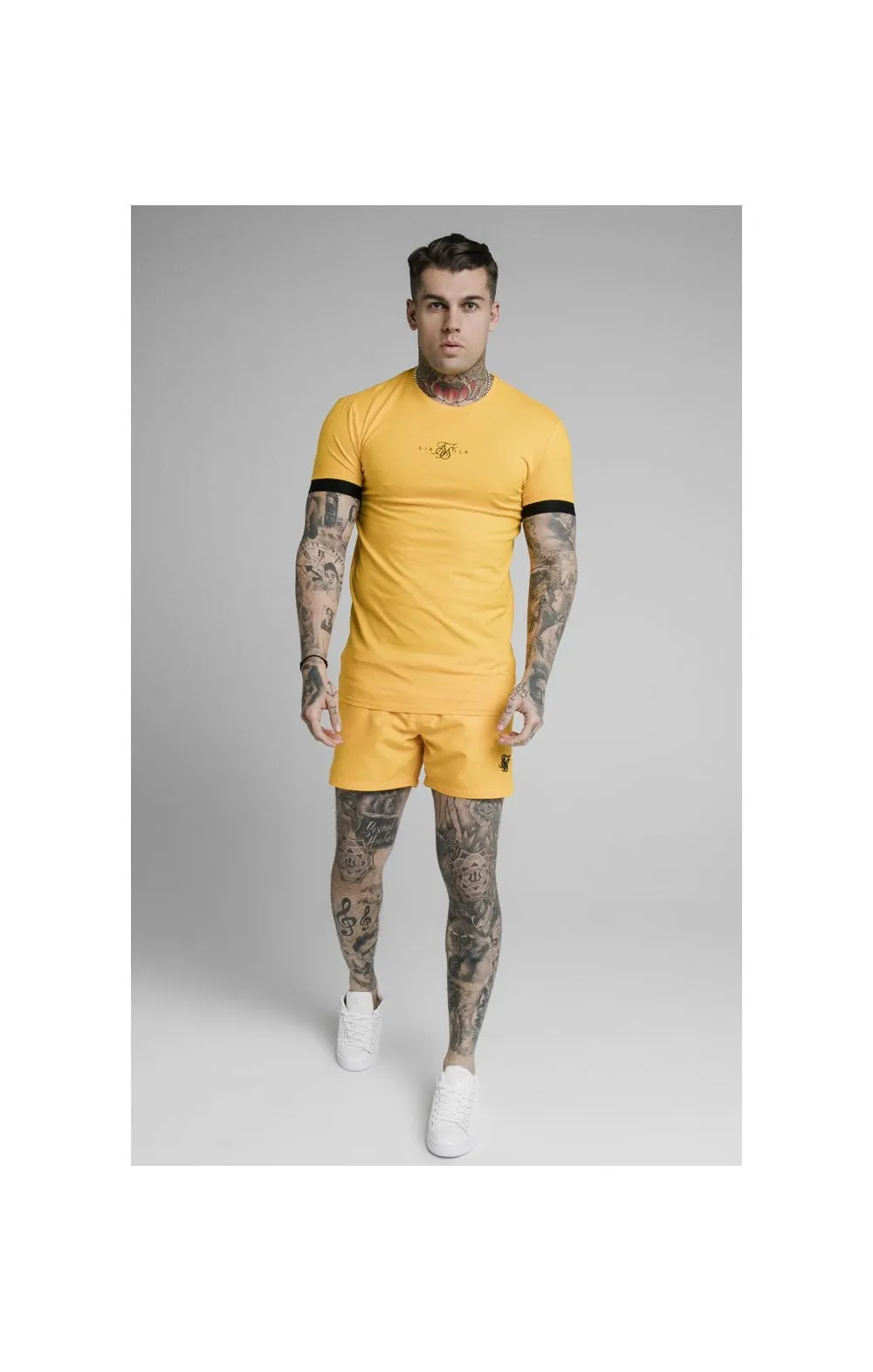 SikSilk Inset Elastic Cuff Gym Tee – Yellow sold by Siksilk product image thumbnail 3
