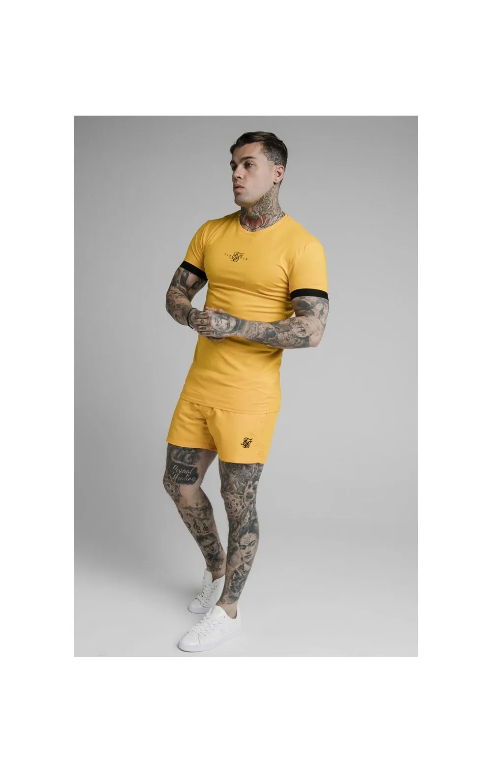 SikSilk Inset Elastic Cuff Gym Tee – Yellow sold by Siksilk product image thumbnail 4