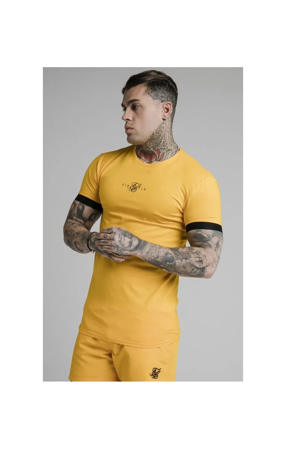 SikSilk Inset Elastic Cuff Gym Tee – Yellow sold by Siksilk product image thumbnail 2