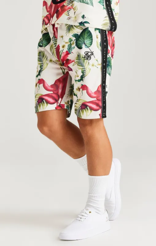 SikSilk Retro Tropics Tape Shorts - Ecru sold by Siksilk