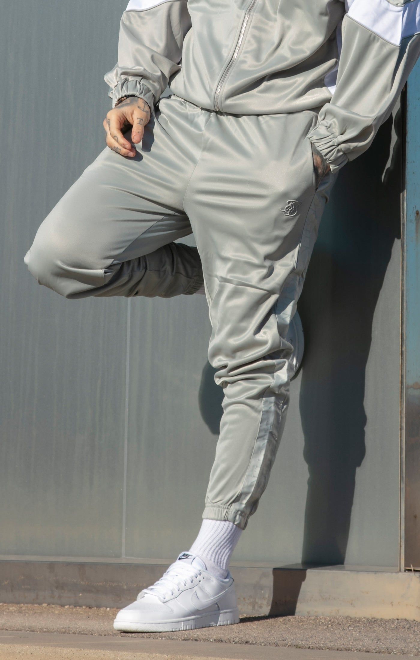 Grey Tape Thru Track Pant sold by Siksilk