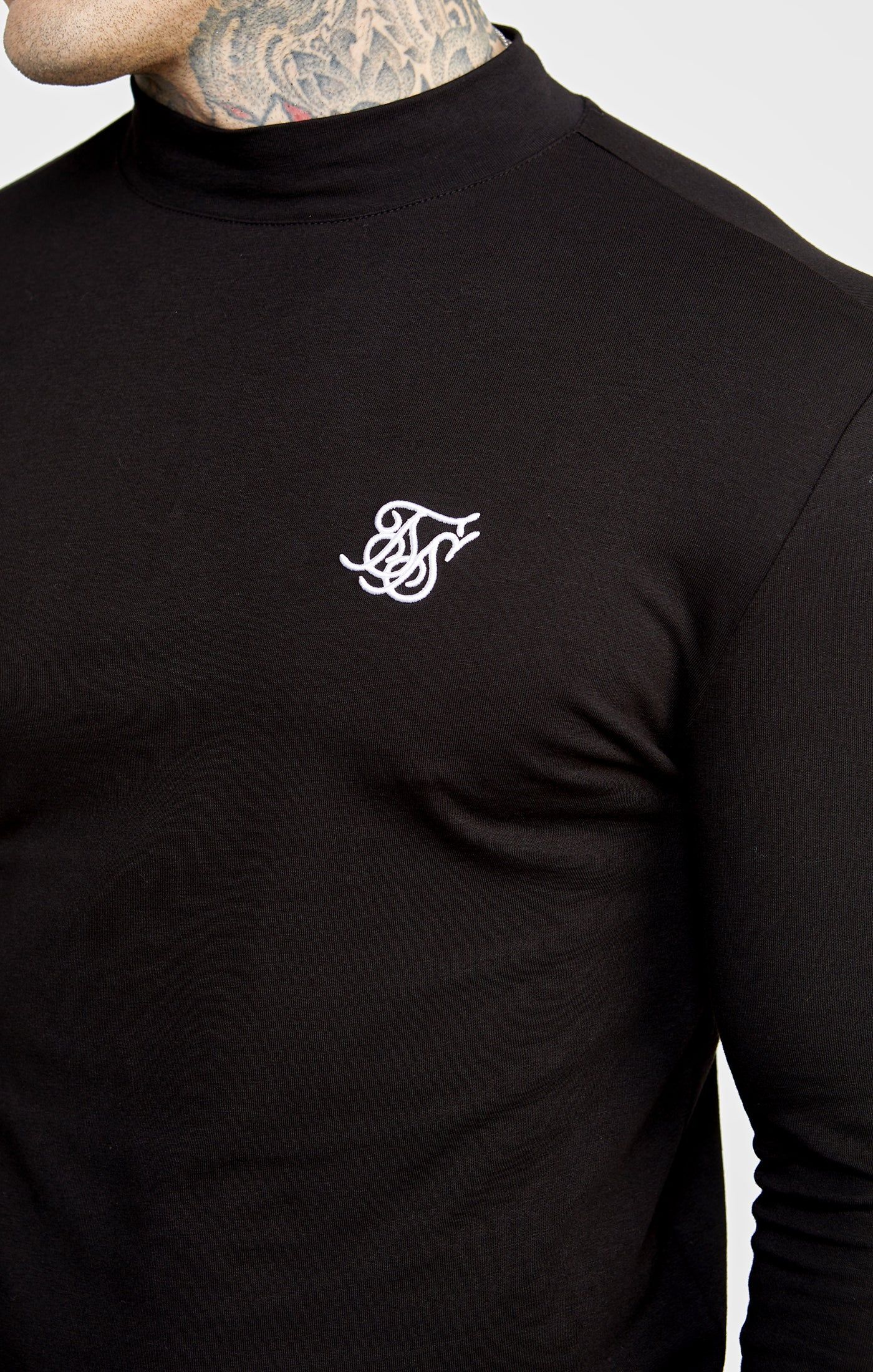 Black Twin Pack Long Sleeve High Neck Muscle Fit T-Shirt sold by Siksilk product image thumbnail 3