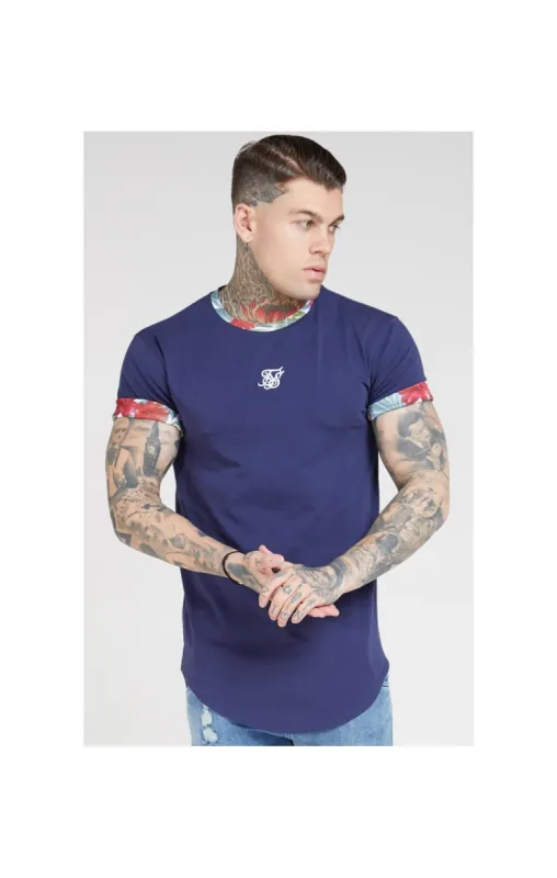 SikSilk S/S Curved Hem Roll Sleeve Tee – Navy sold by Siksilk