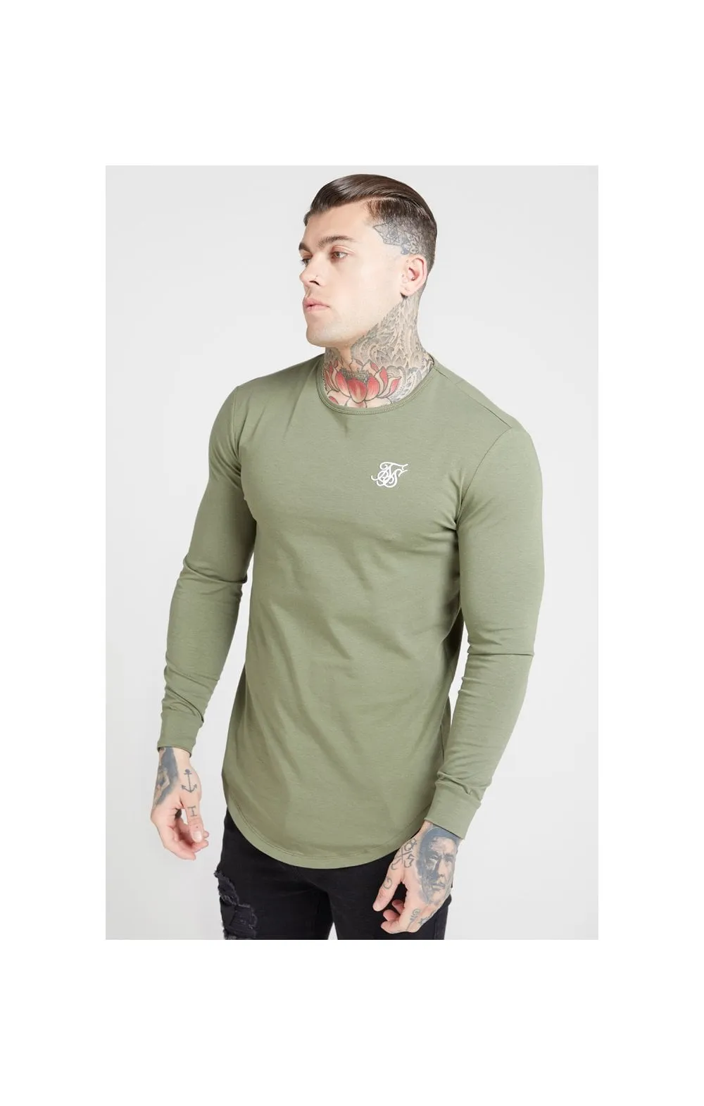 Khaki Essential Long Sleeve Muscle Fit T-Shirt sold by Siksilk