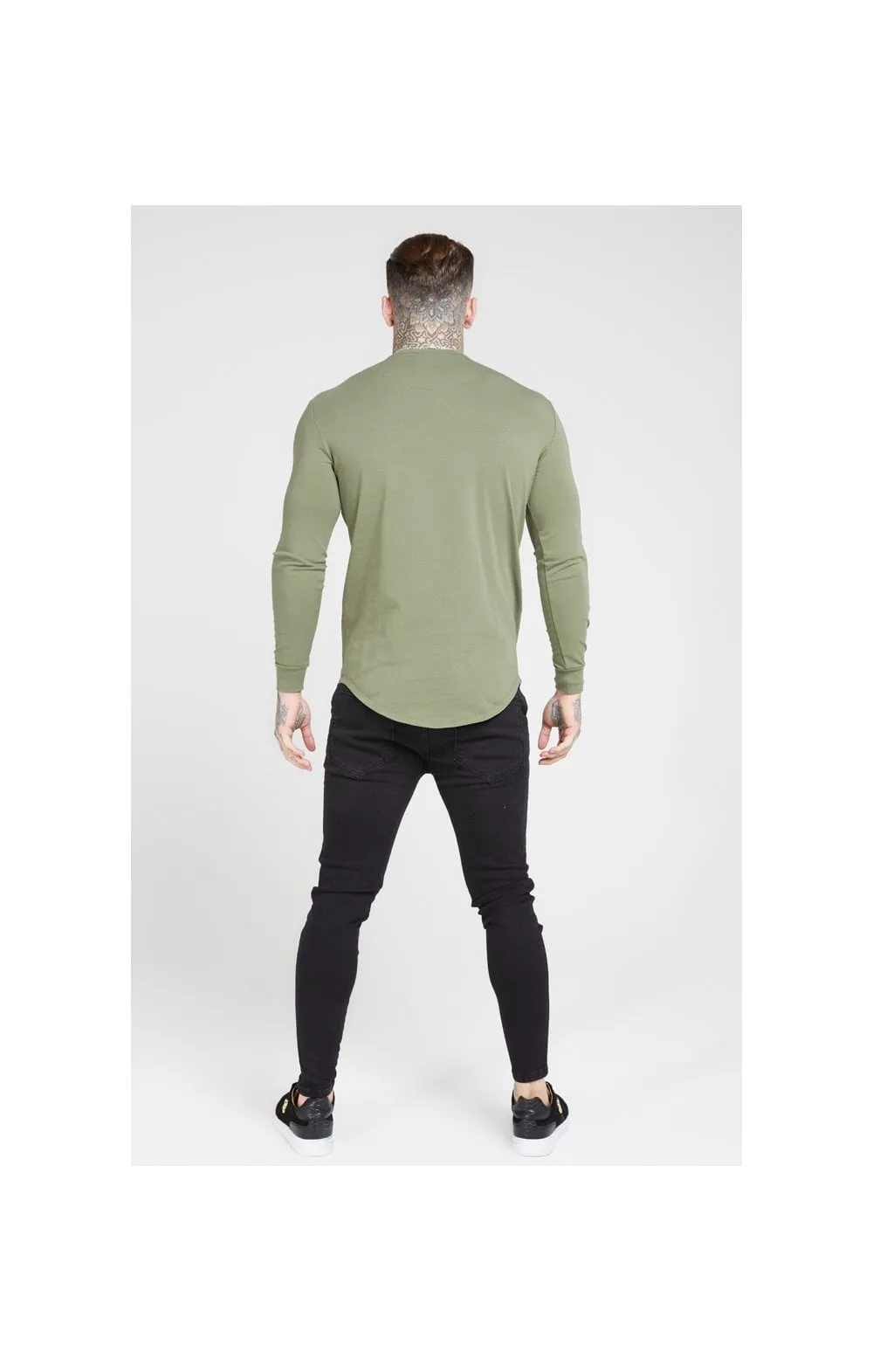 Khaki Essential Long Sleeve Muscle Fit T-Shirt sold by Siksilk product image thumbnail 5