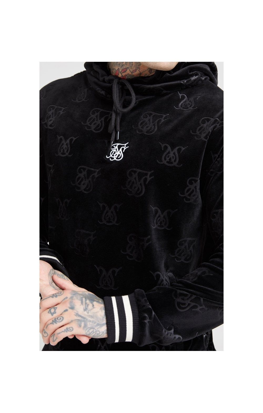 SikSilk Debossed Velvet Overhead Hoodie – Jet Black sold by Siksilk product image thumbnail 2