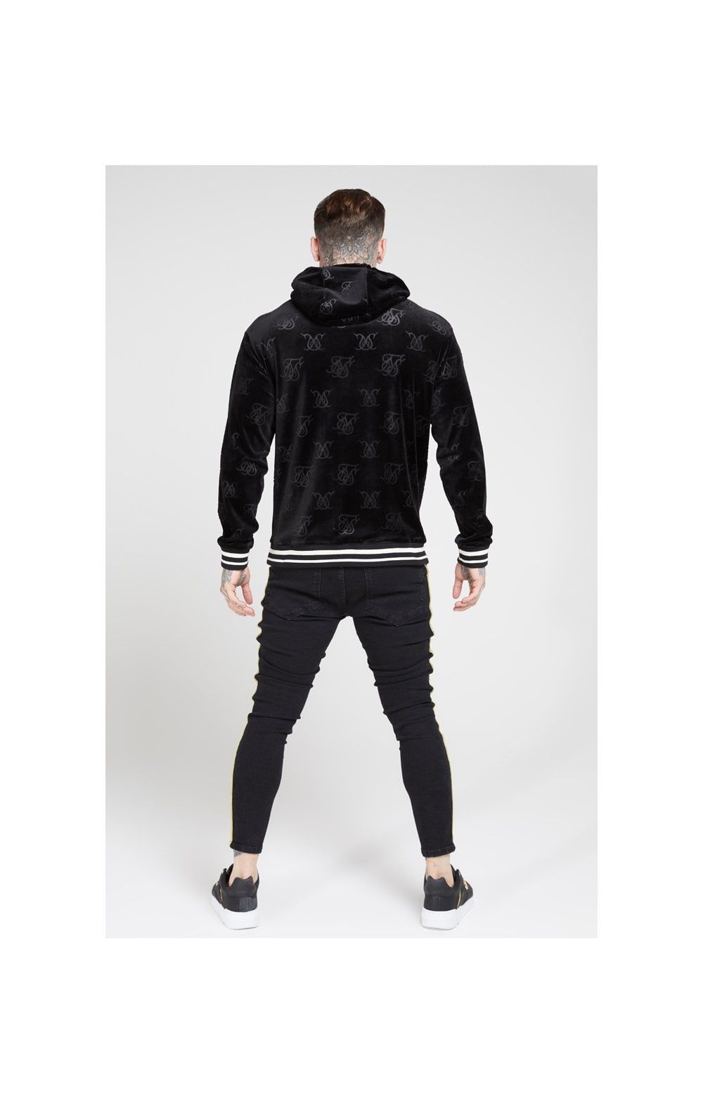 SikSilk Debossed Velvet Overhead Hoodie – Jet Black sold by Siksilk product image thumbnail 6