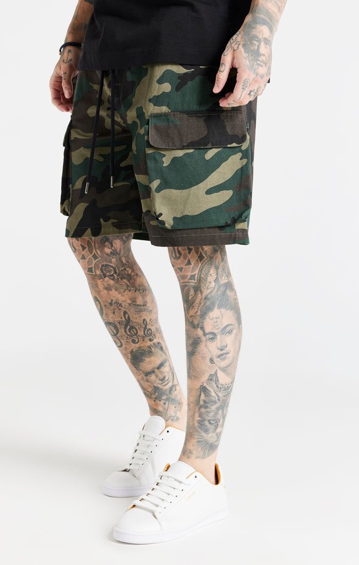 Green Camo Cargo Short sold by Siksilk