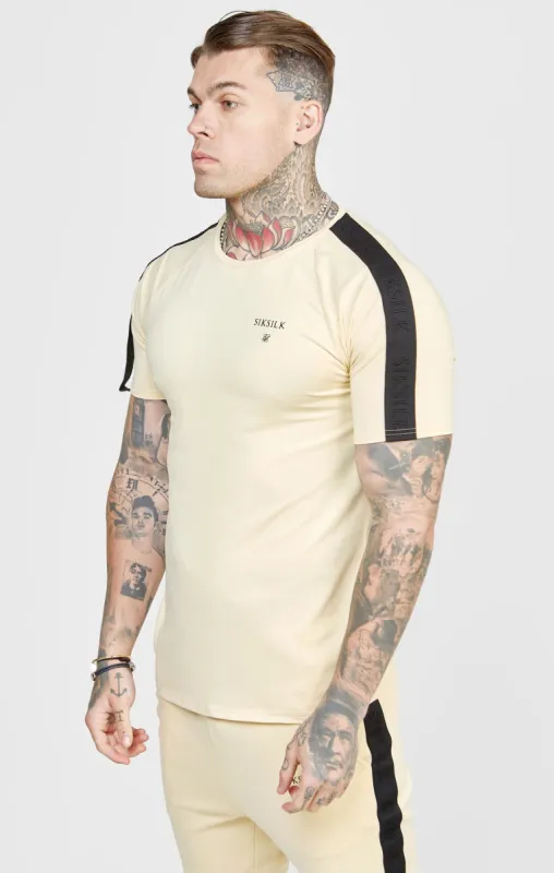 Beige Taped Muscle Fit T-Shirt sold by Siksilk