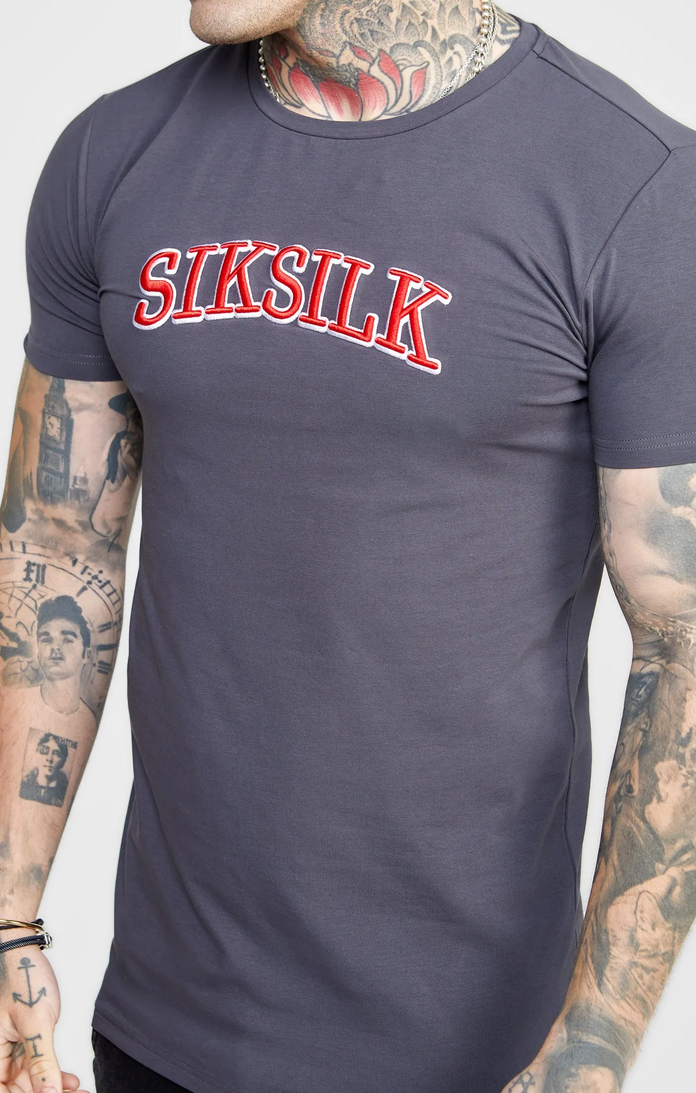 Grey Muscle Fit T-Shirt sold by Siksilk product image thumbnail 2
