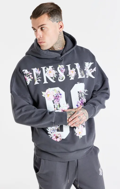 Grey Acid Floral Overhead Hoodie sold by Siksilk