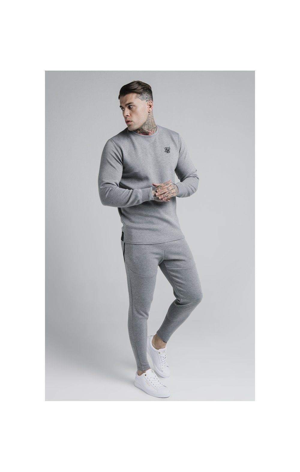 SikSilk L/S Exhibit Sweater - Grey Marl sold by Siksilk