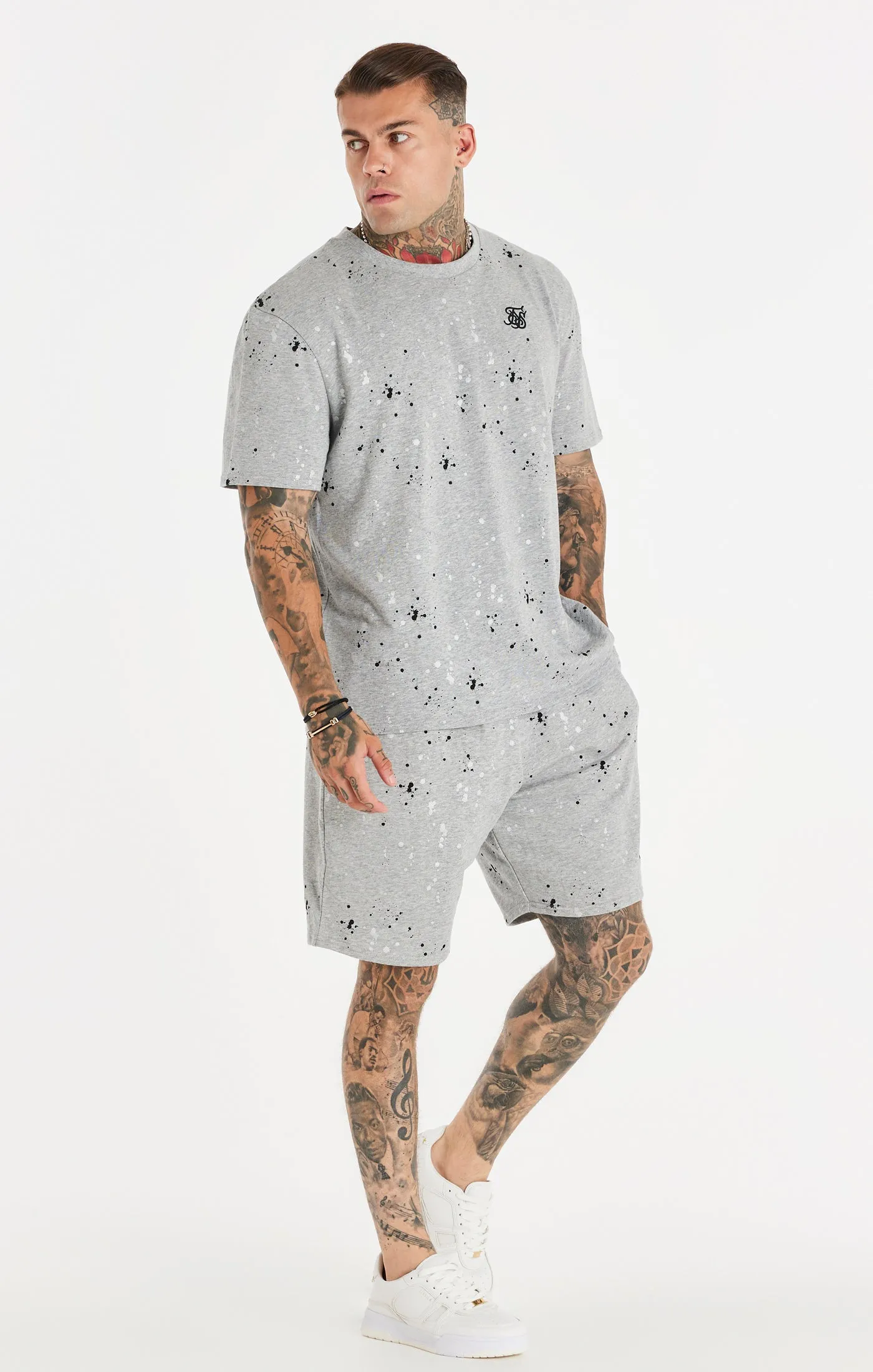 SikSilk Paint Splatter Tee - Grey Marl sold by Siksilk product image thumbnail 3