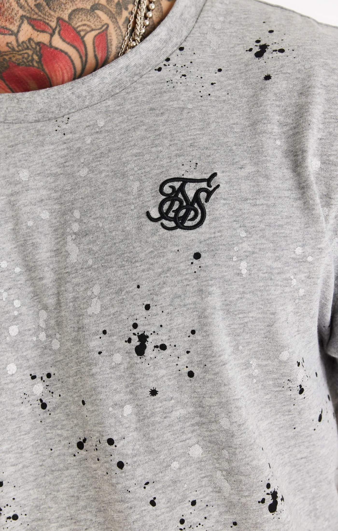 SikSilk Paint Splatter Tee - Grey Marl sold by Siksilk product image thumbnail 2