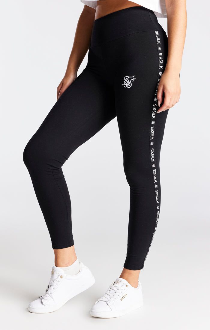 Black High Waist Tape Legging sold by Siksilk