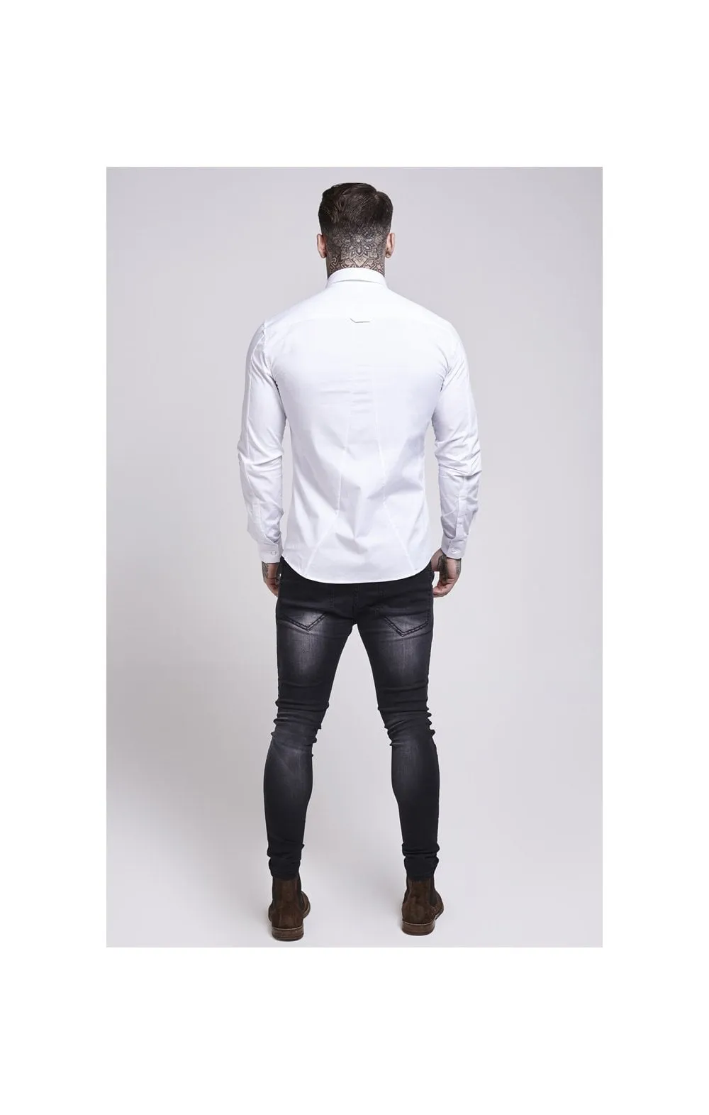 White Cotton Stretch Shirt sold by Siksilk product image thumbnail 4
