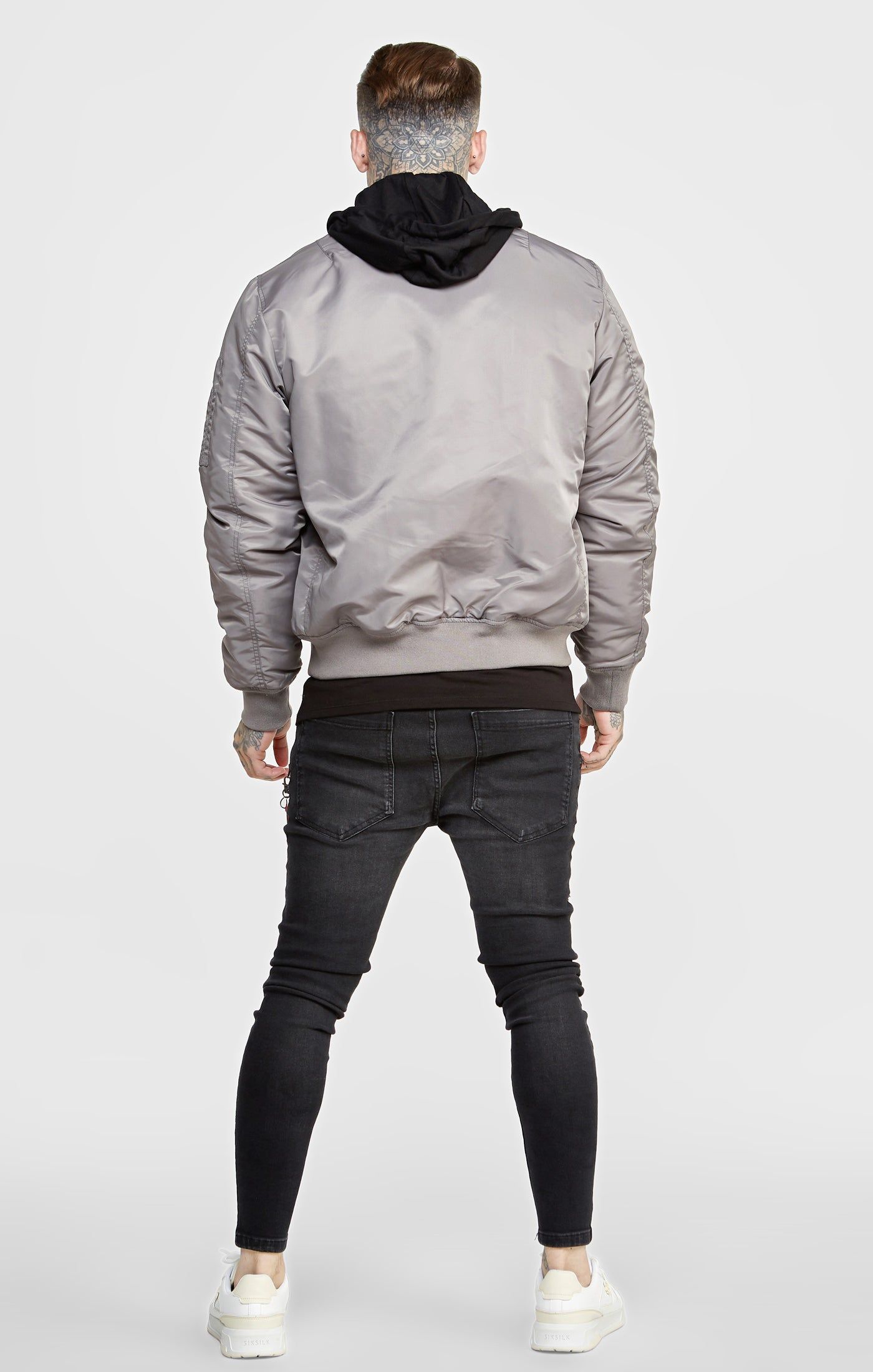 Grey Flight Bomber Jacket sold by Siksilk product image thumbnail 5