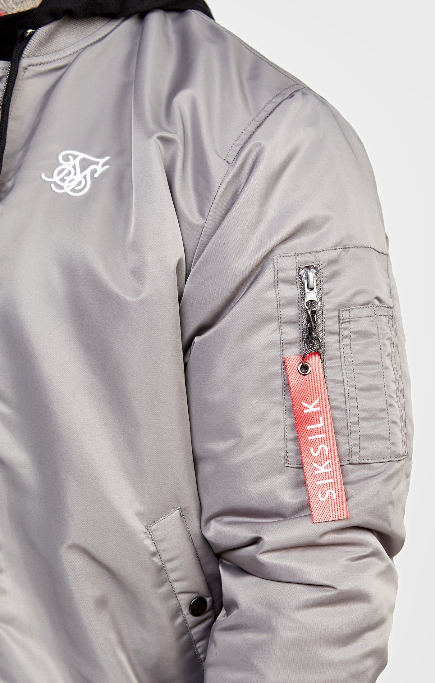 Grey Flight Bomber Jacket sold by Siksilk product image thumbnail 2
