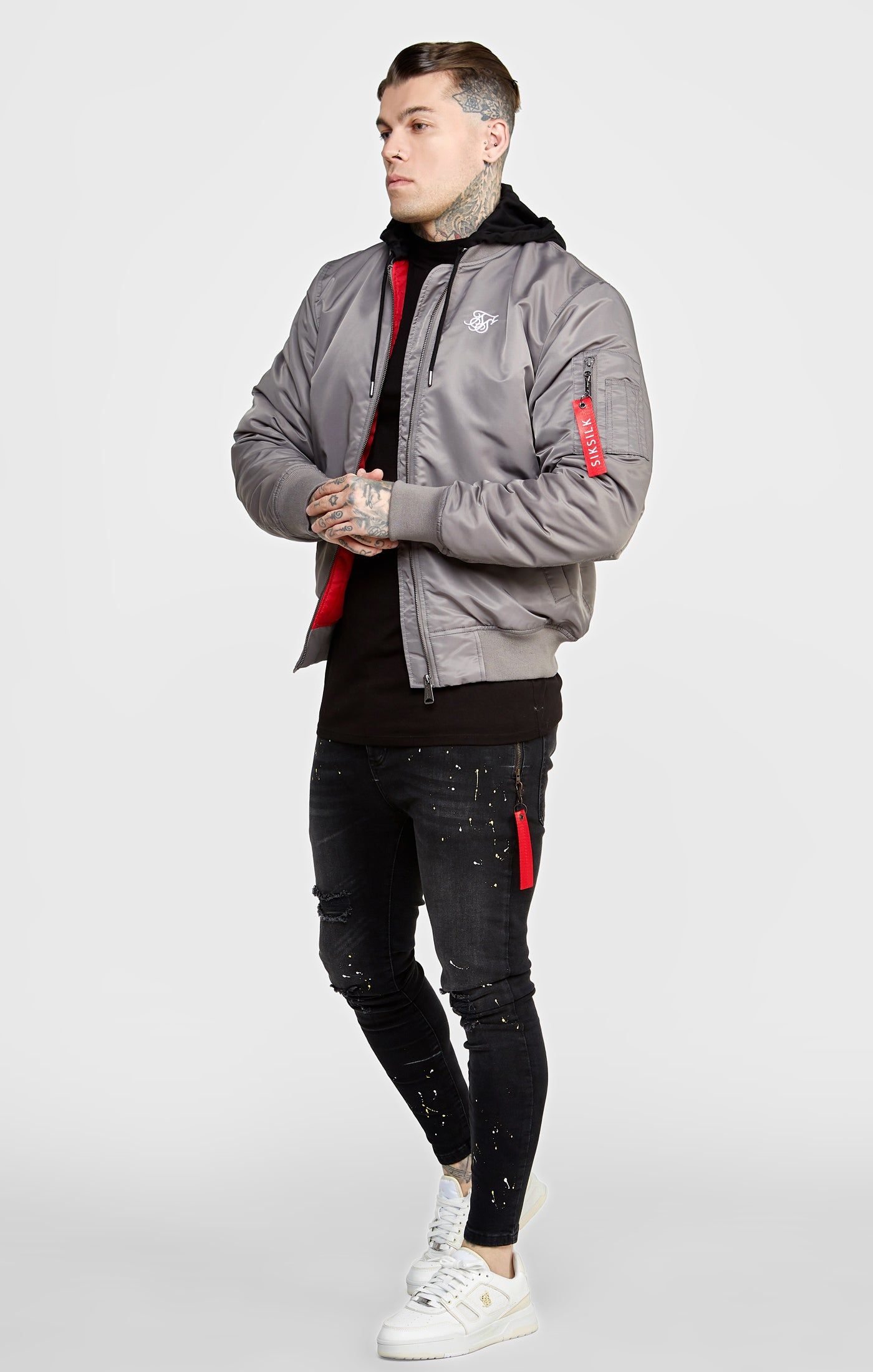 Grey Flight Bomber Jacket sold by Siksilk product image thumbnail 3
