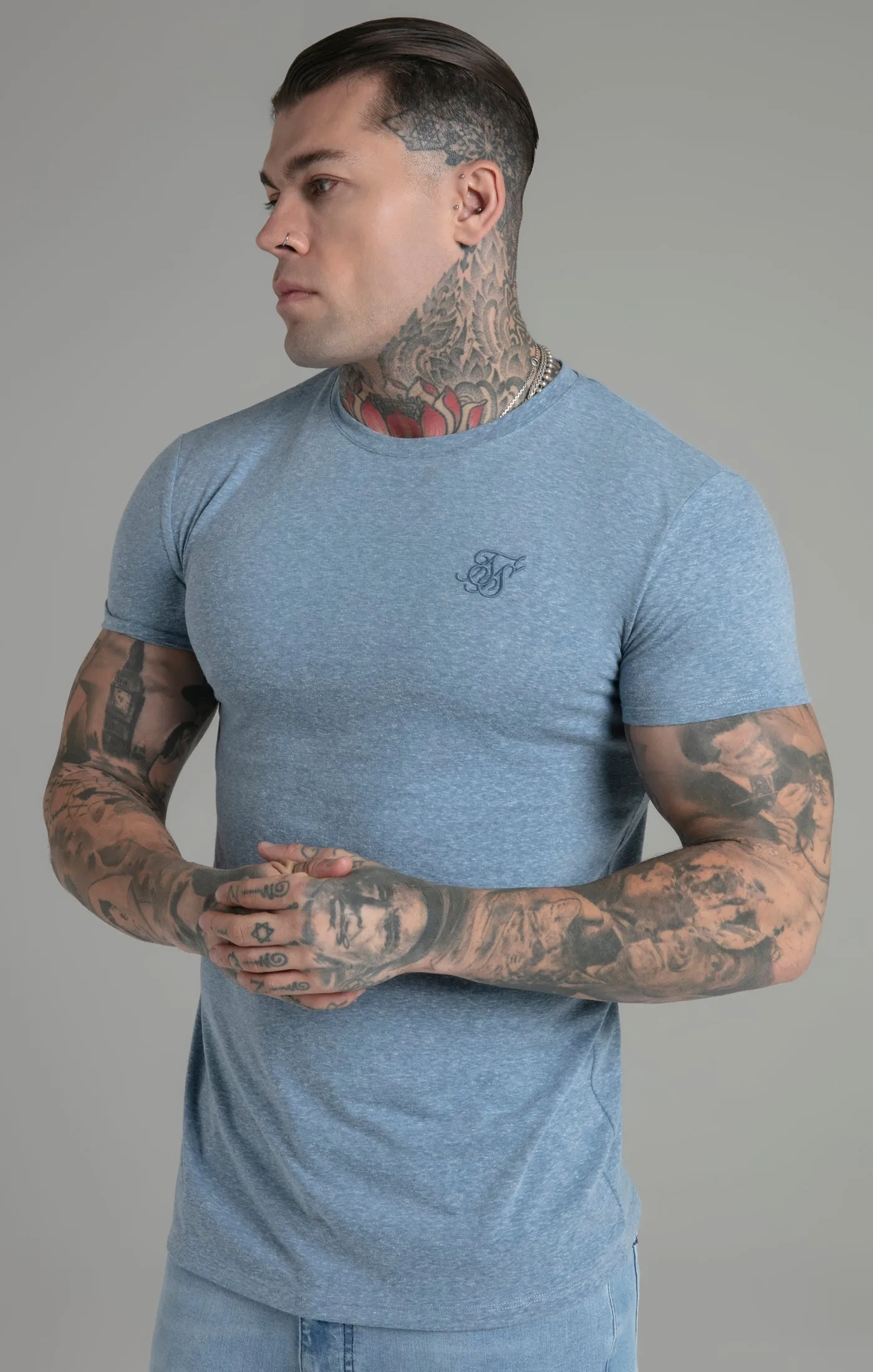 Blue Marl T-Shirt sold by Siksilk