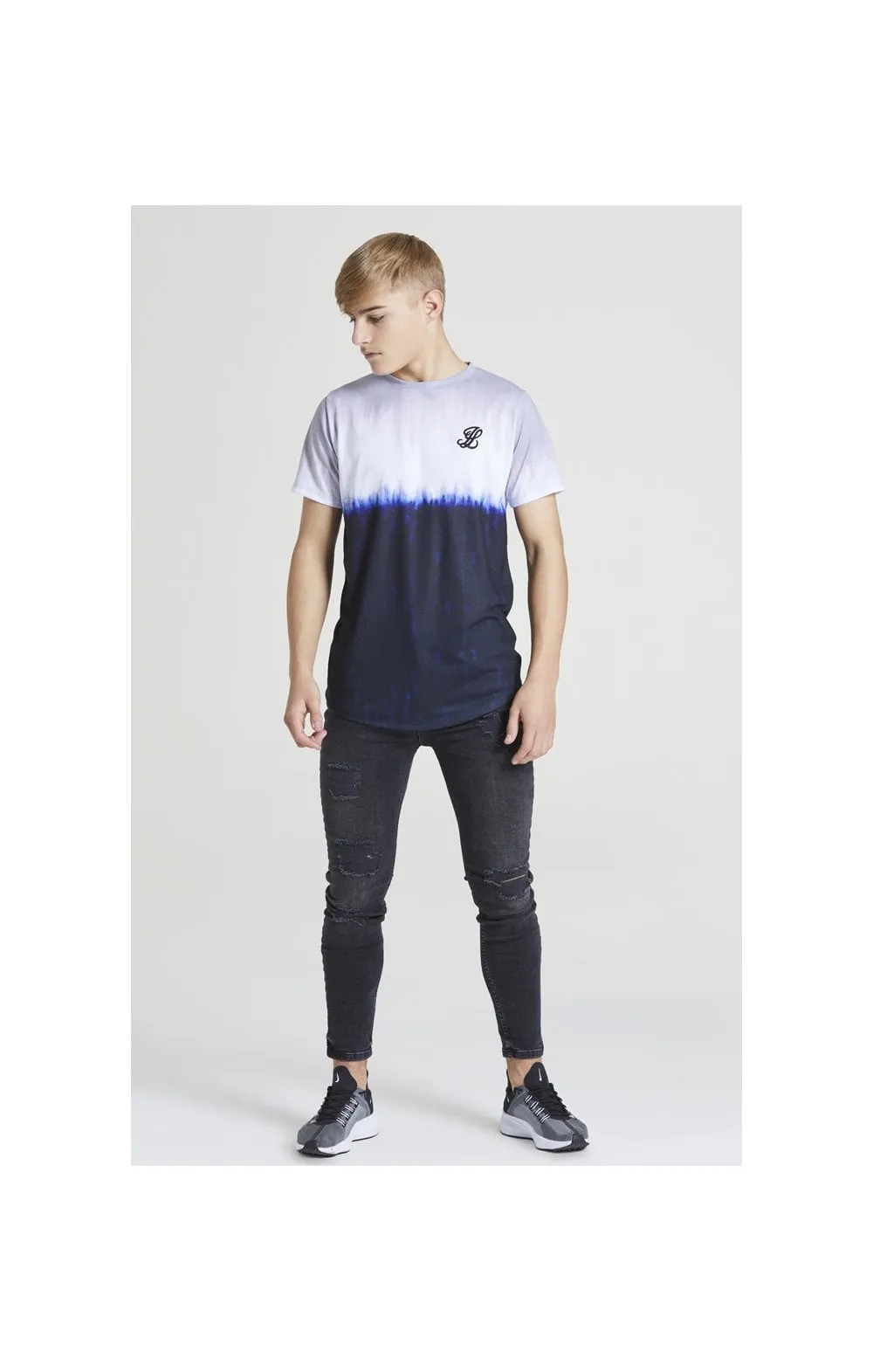 Illusive London Tie Dye Fade Tee - Grey,Navy & white sold by Siksilk product image thumbnail 3