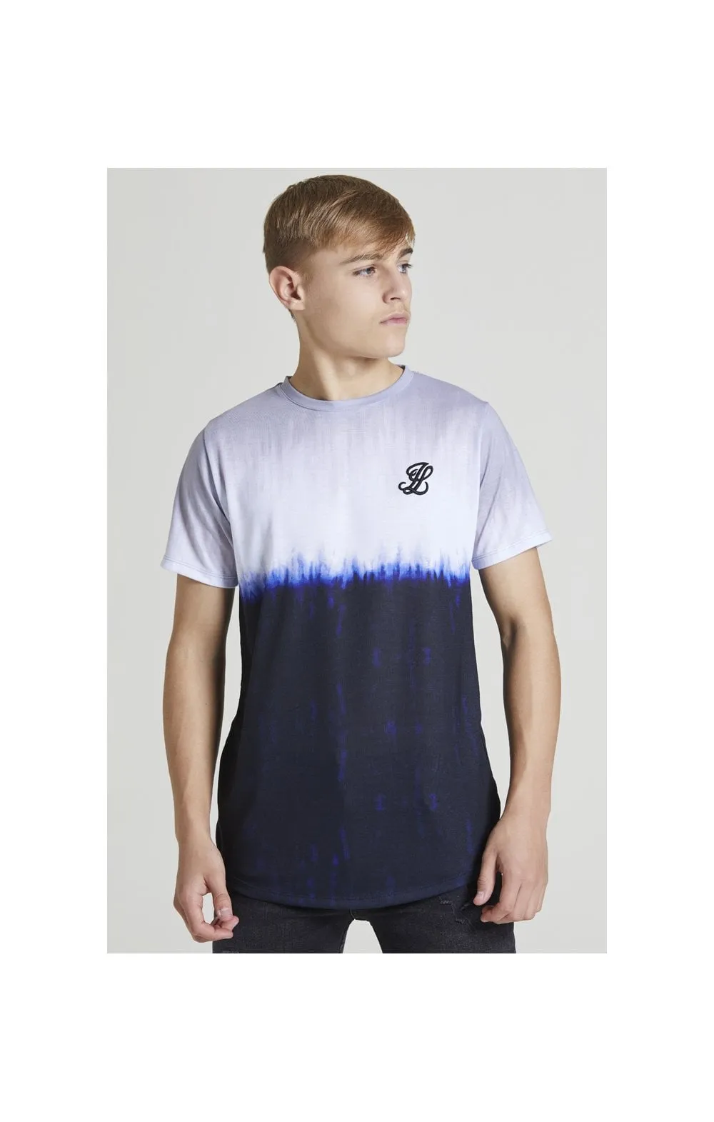 Illusive London Tie Dye Fade Tee - Grey,Navy & white sold by Siksilk