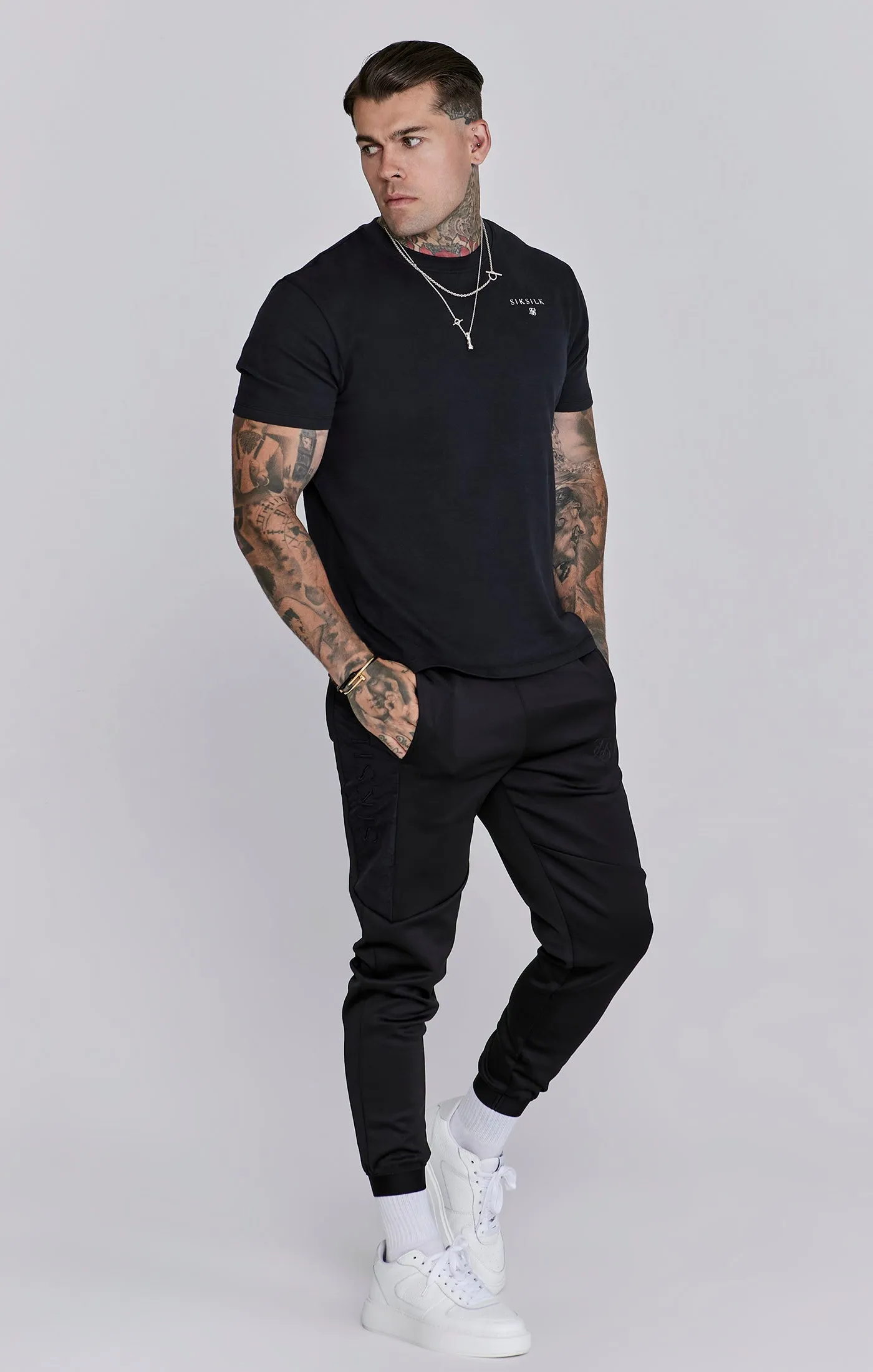Black Muscle Fit Joggers sold by Siksilk product image thumbnail 4
