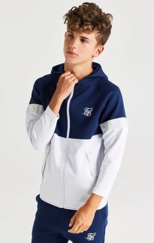 SikSilk Dynamic Zip Through Hoodie - Navy & White sold by Siksilk
