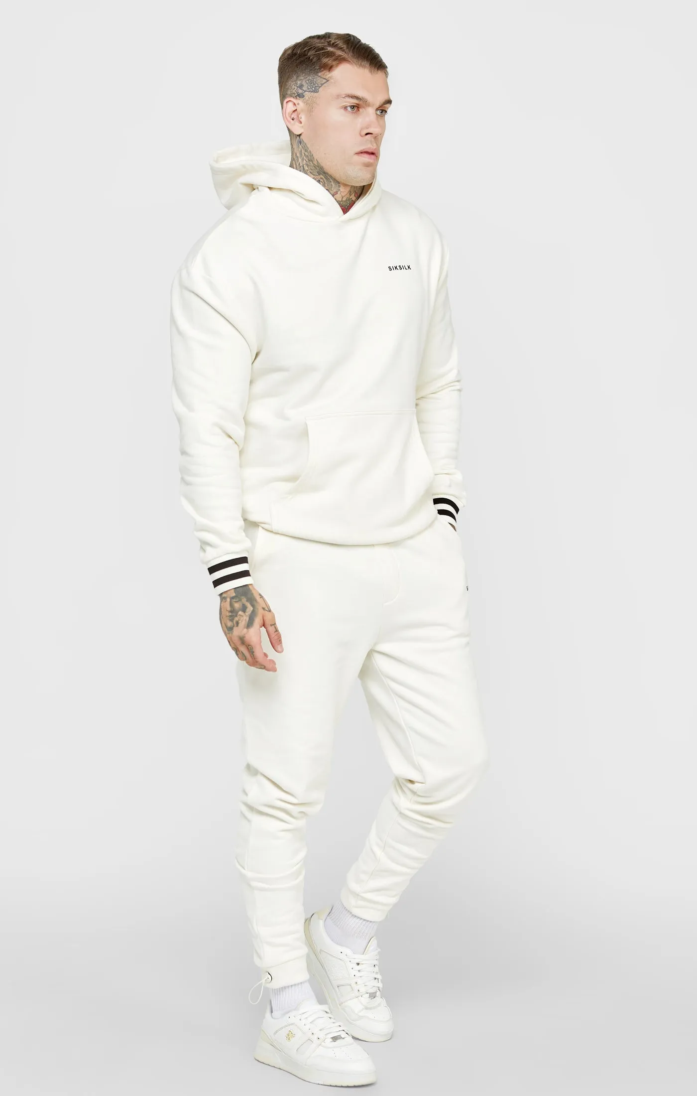 Ecru Oversized Back Logo Hoodie sold by Siksilk product image thumbnail 4