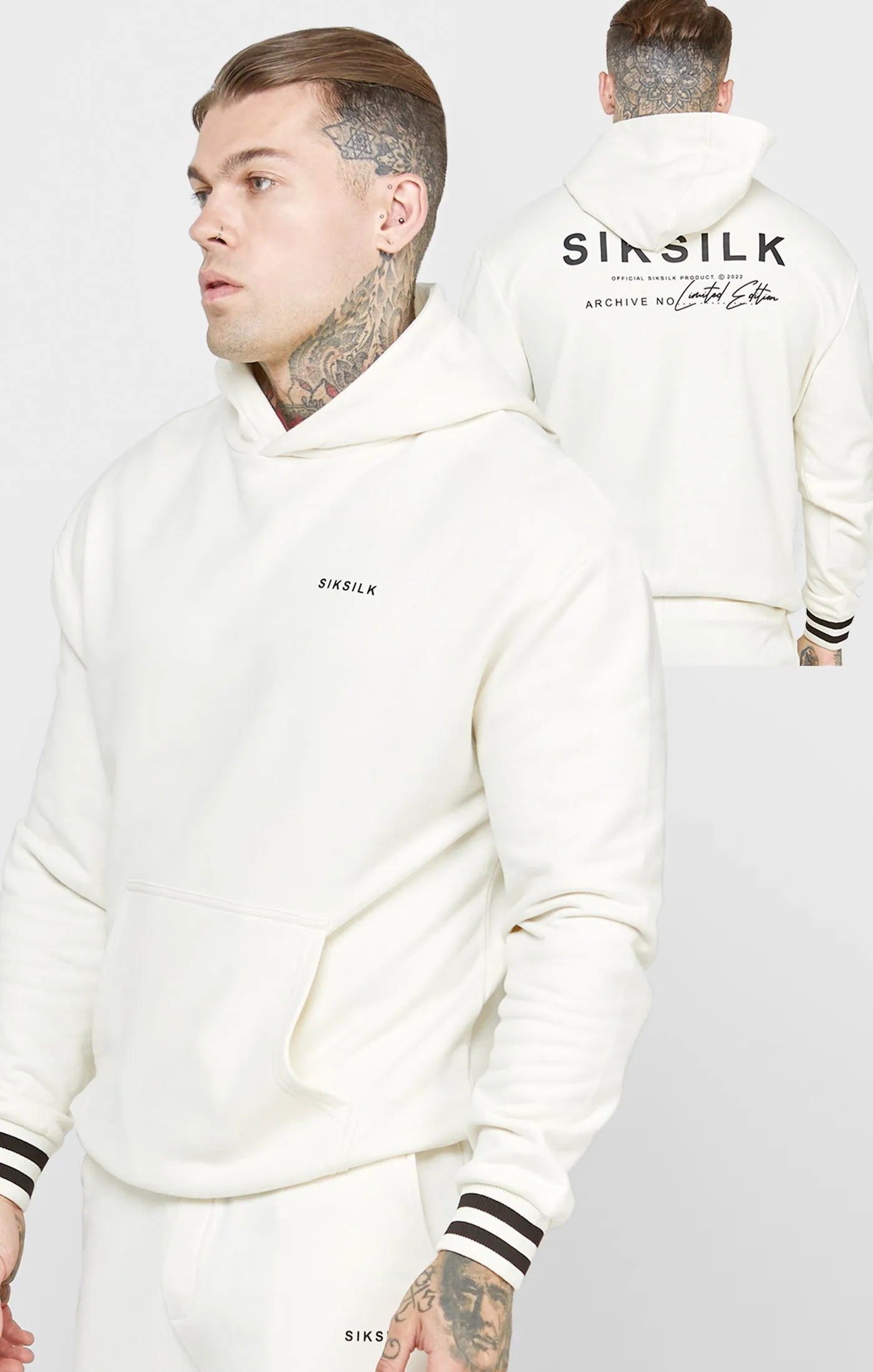 Ecru Oversized Back Logo Hoodie sold by Siksilk