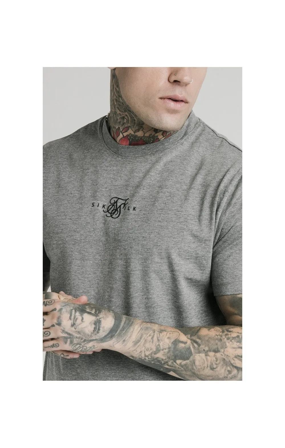SikSilk S/S Square Hem Tee – Grey marl sold by Siksilk