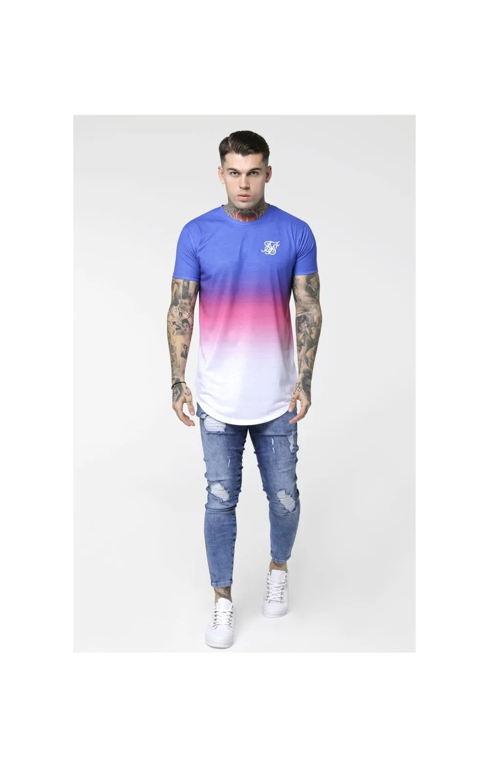 SikSilk Curved Hem Fade Tee - Blue,Pink & White sold by Siksilk product image thumbnail 5