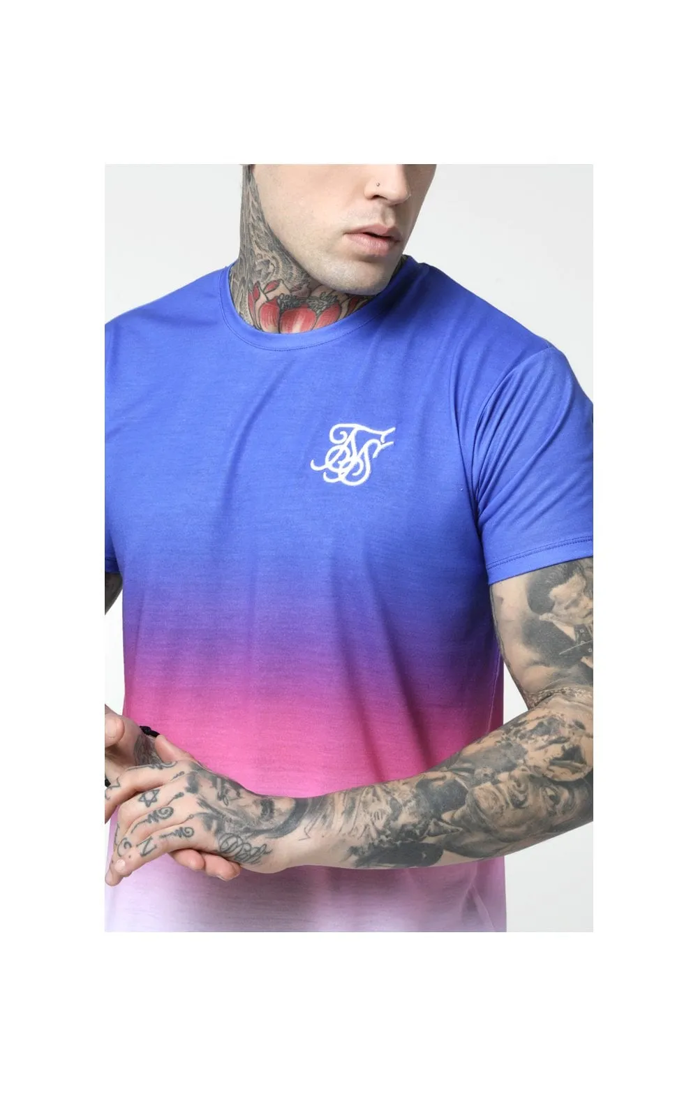 SikSilk Curved Hem Fade Tee - Blue,Pink & White sold by Siksilk product image thumbnail 2