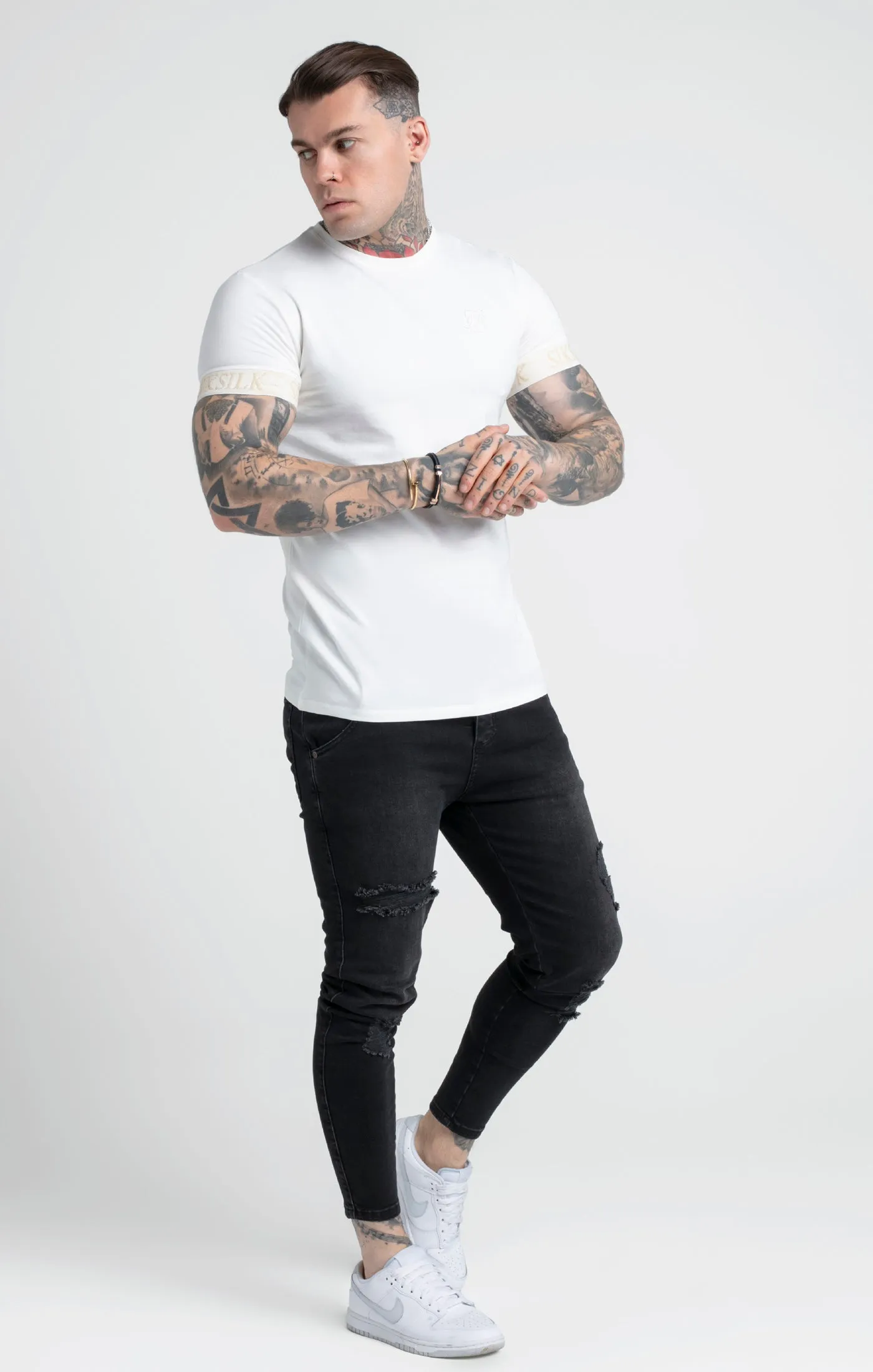 Ecru Elastic Cuff T-Shirt sold by Siksilk product image thumbnail 2