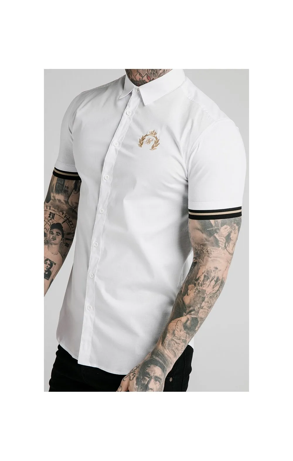 SikSilk S/S Prestige Inset Cuff Shirt - White sold by Siksilk