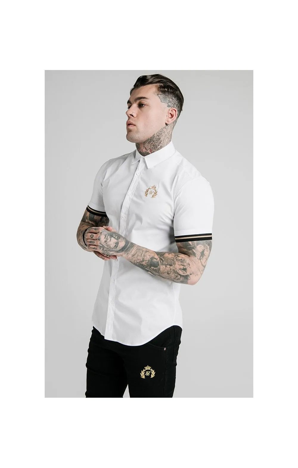 SikSilk S/S Prestige Inset Cuff Shirt - White sold by Siksilk product image thumbnail 2
