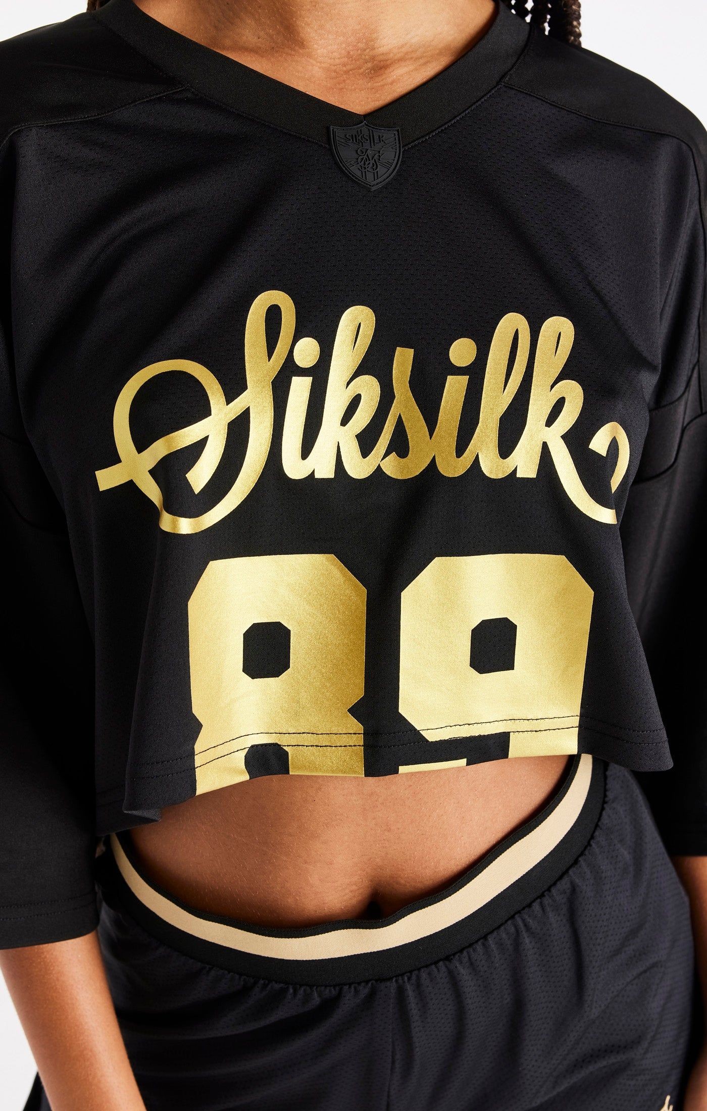 Black Retro Football Crop Jersey sold by Siksilk product image thumbnail 2