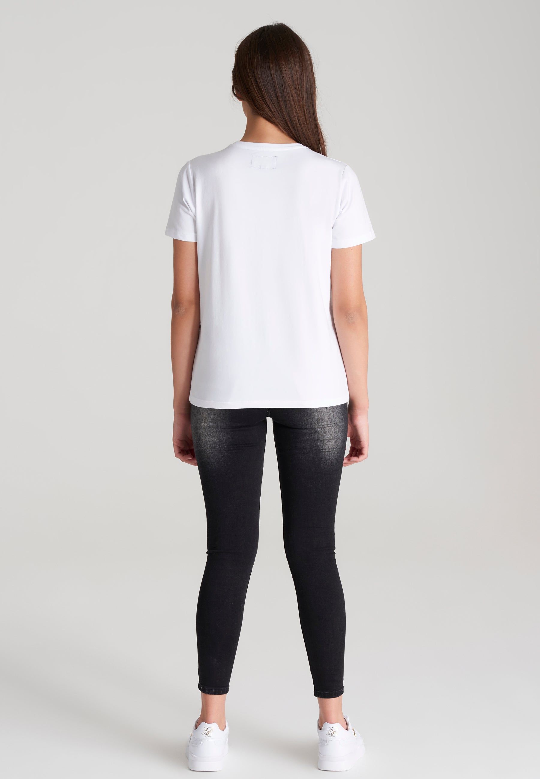 Girls White Signature Boyfriend T-Shirt sold by Siksilk product image thumbnail 5