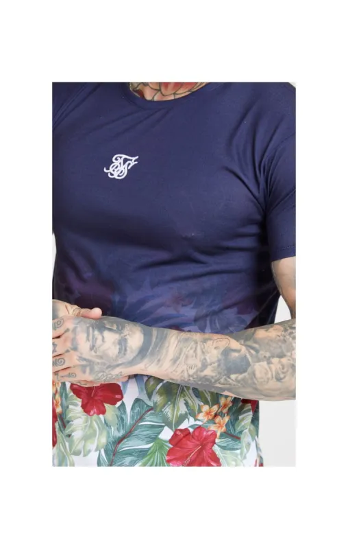 SikSilk S/S Curved Hem Fade Tee – Navy sold by Siksilk