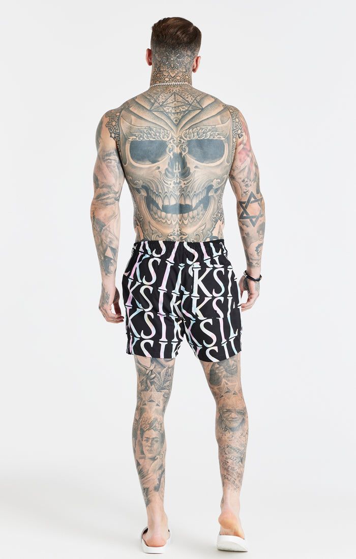 Black Print Longline Swim Short sold by Siksilk product image thumbnail 5