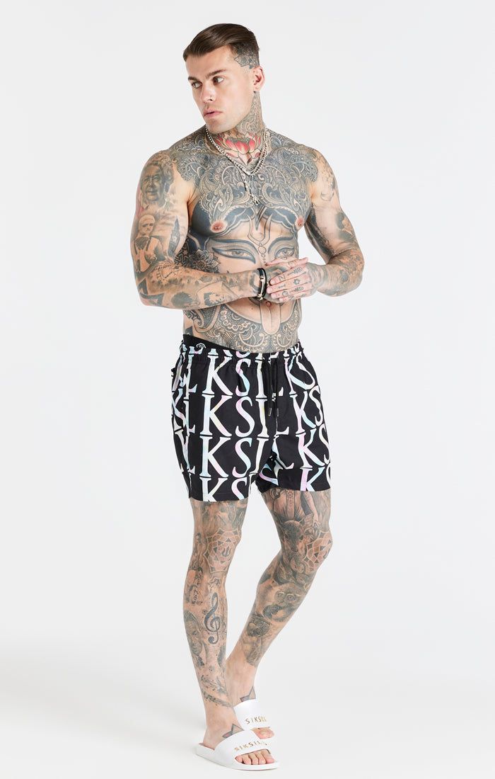 Black Print Longline Swim Short sold by Siksilk product image thumbnail 4