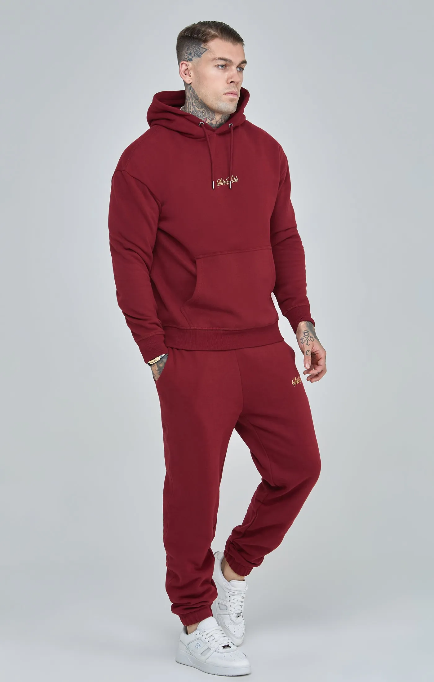 Burgundy Script Logo Relaxed Fit Hoodie sold by Siksilk product image thumbnail 2