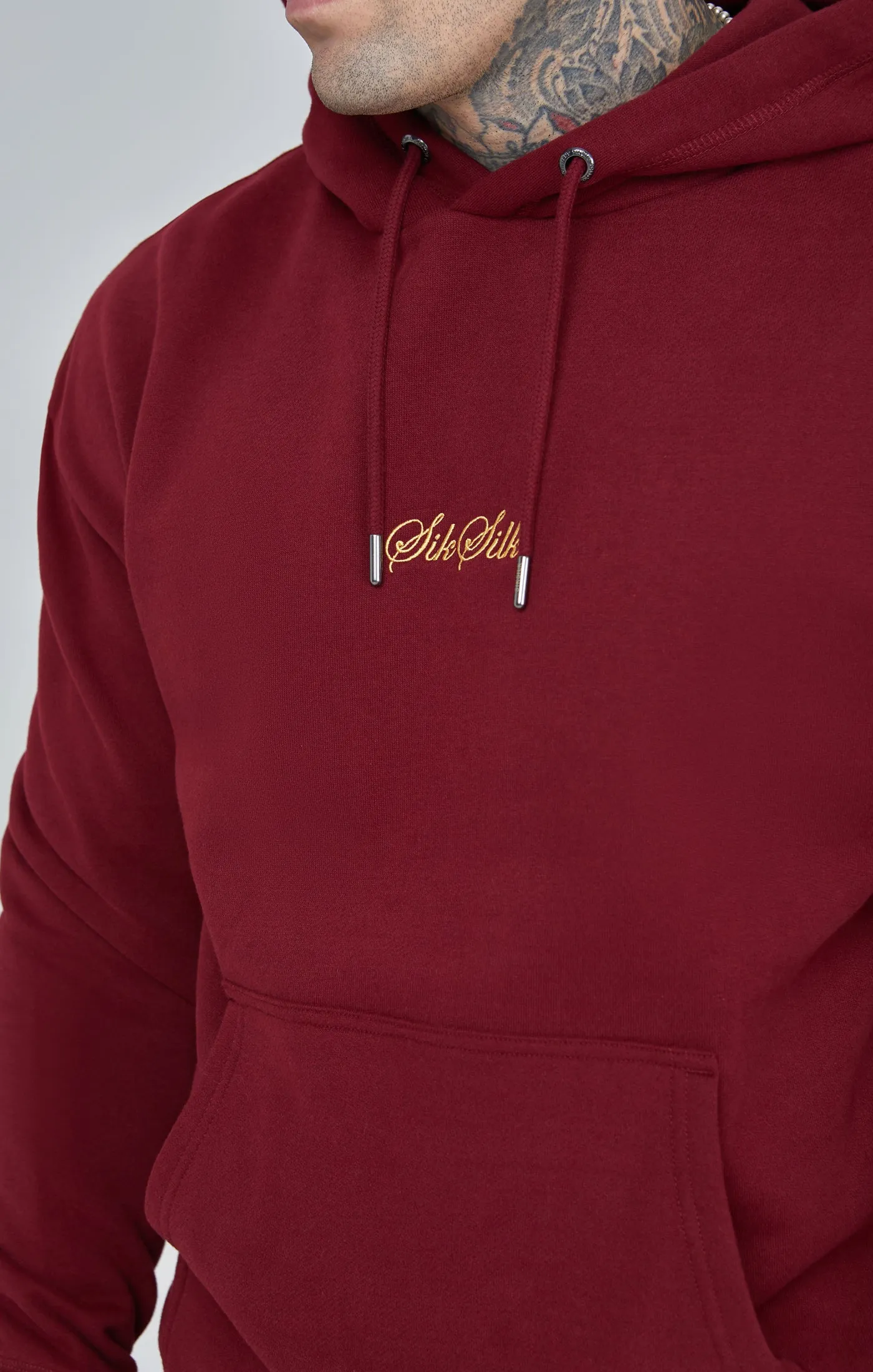 Burgundy Script Logo Relaxed Fit Hoodie sold by Siksilk product image thumbnail 3