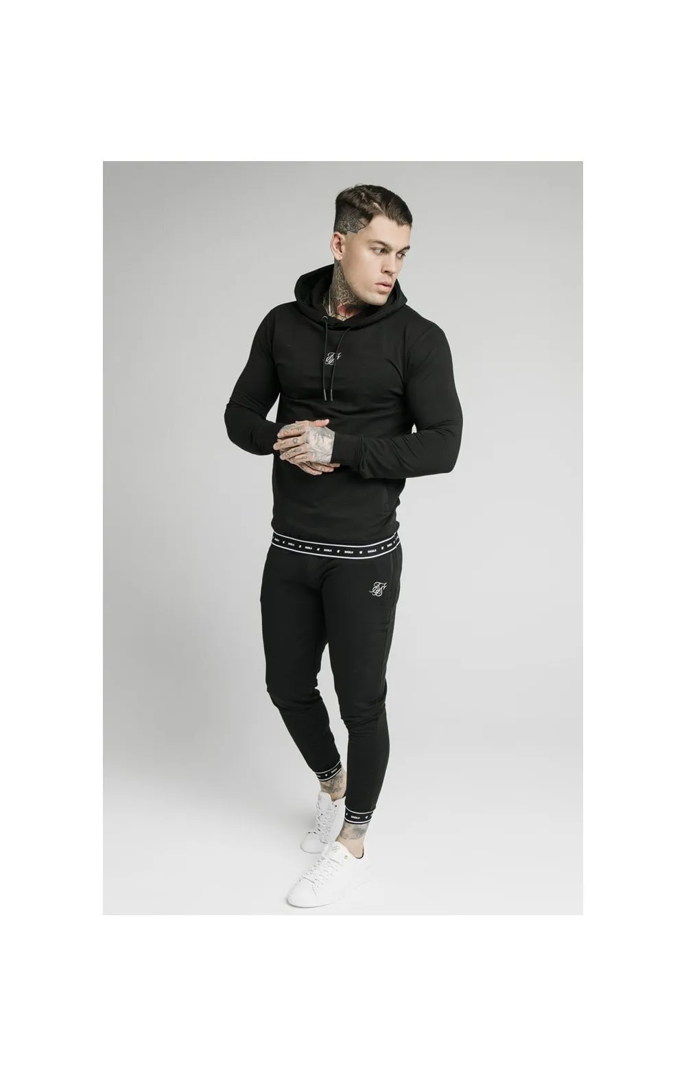 SikSilk Active Tape Hem Overhead Hoodie - Black sold by Siksilk product image thumbnail 3