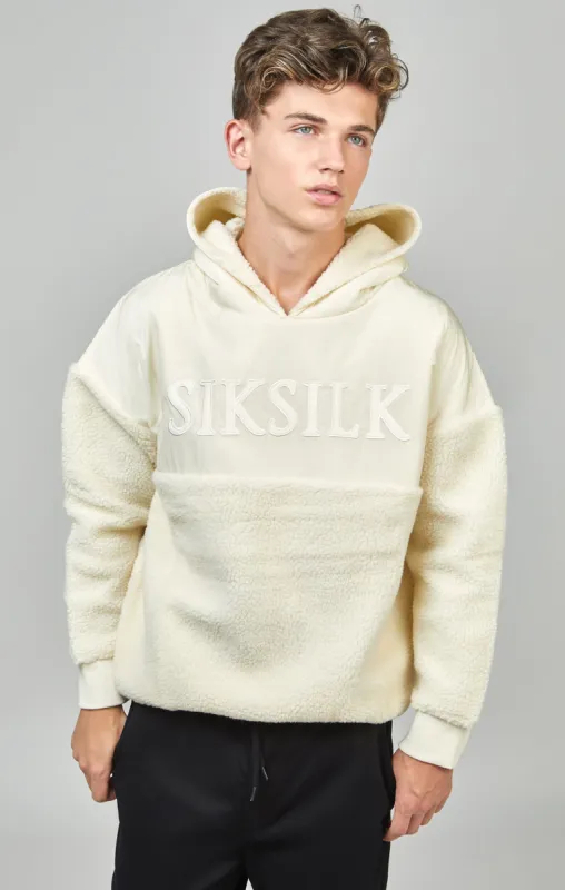 Boys Ecru Sherpa Nylon Mix Hoodie sold by Siksilk